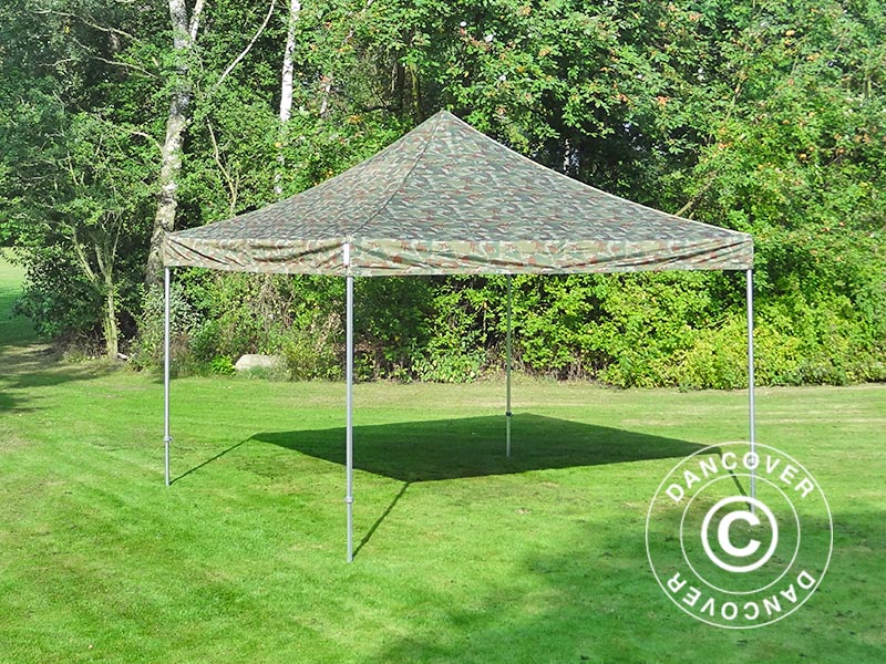 Foldetelt FleXtents PRO Steel 4x4m Camouflage/Militær, inkl. 4 sider KUN 2 STK. TILBAGE