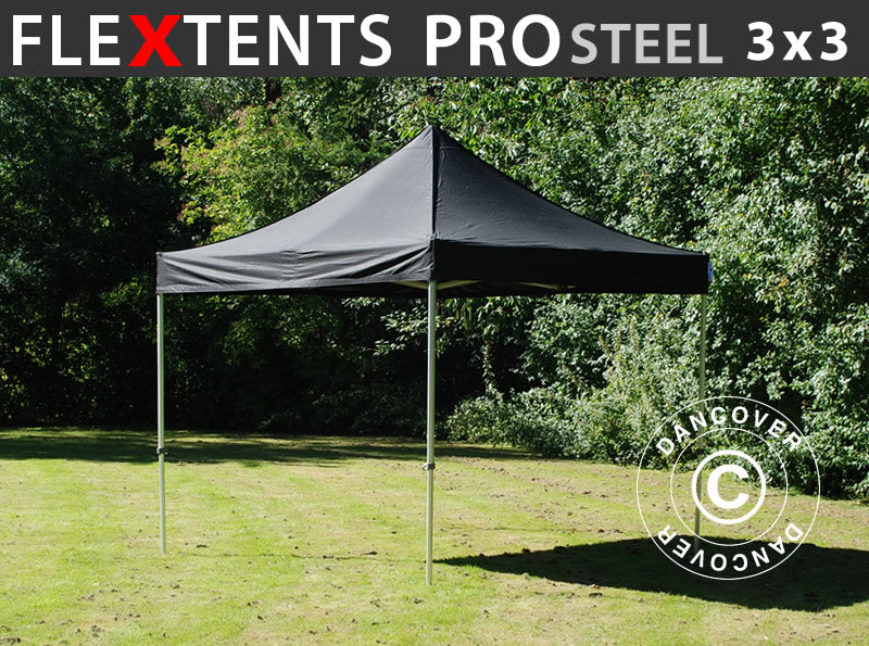 Foldetelt FleXtents PRO Steel 3x3m Sort