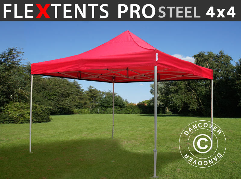 Foldetelt FleXtents PRO Steel 4x4m Rød