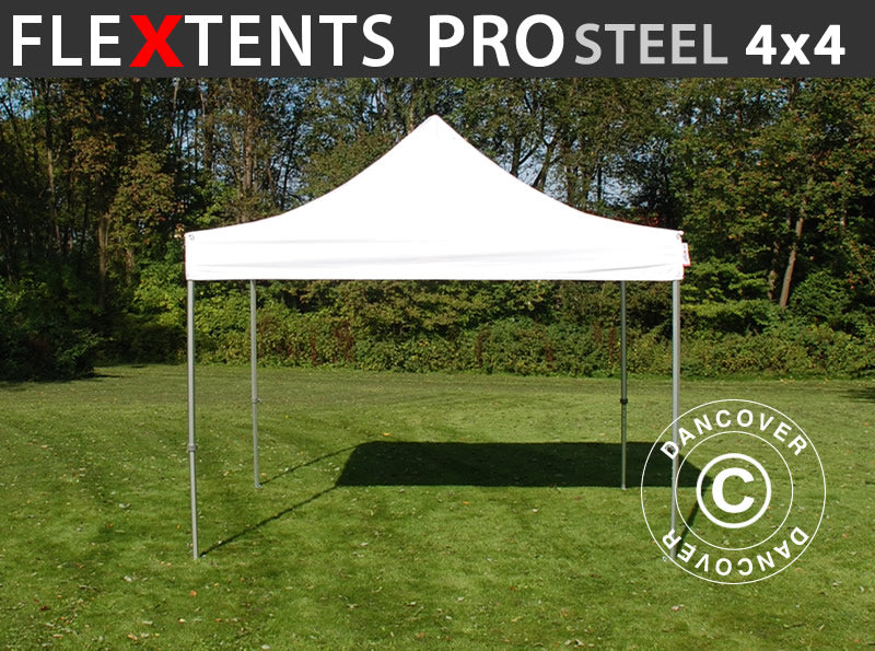 Foldetelt FleXtents PRO Steel 4x4m Hvid