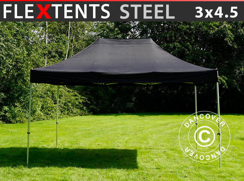 Foldetelt FleXtents Steel 3x4,5m, Sort