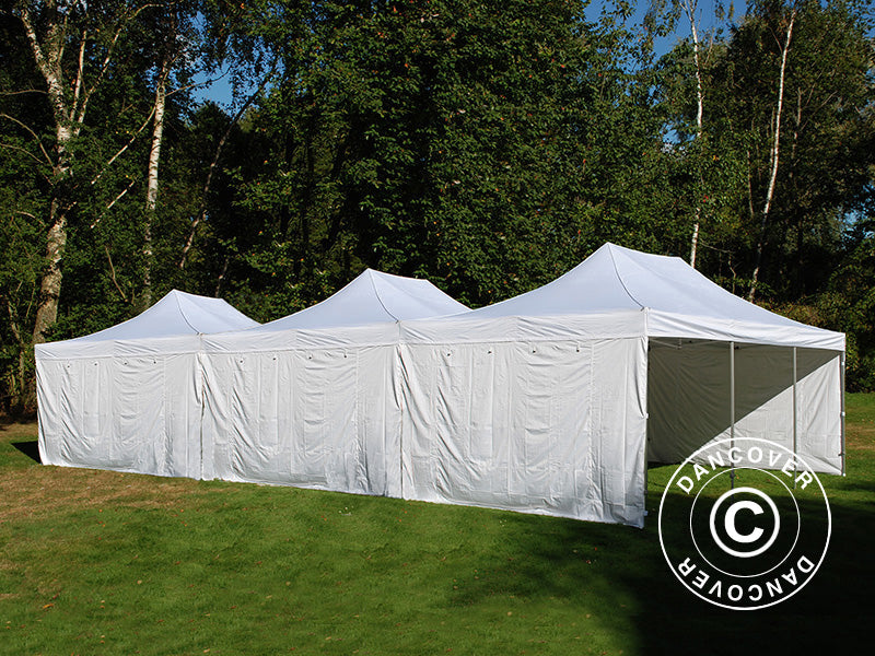 Foldetelt FleXtents® Steel 12x6m Hvid, inkl. 8 sider