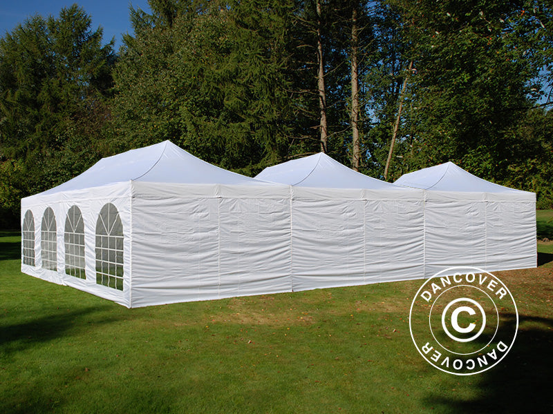 Foldetelt FleXtents® Steel 12x8m Hvid, inkl. 8 sider