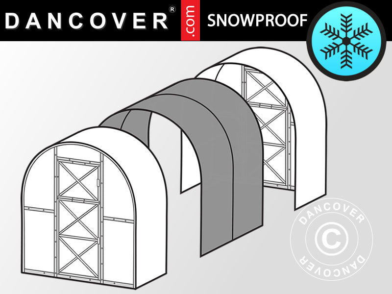 Drivhus polycarbonat Forlængelse, Duo, 4m², 2x2m, Sølv