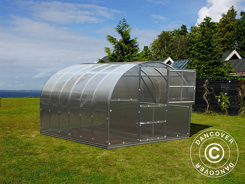 Drivhus polycarbonat TITAN Arch 320, 12m², 3x4m, Sølv