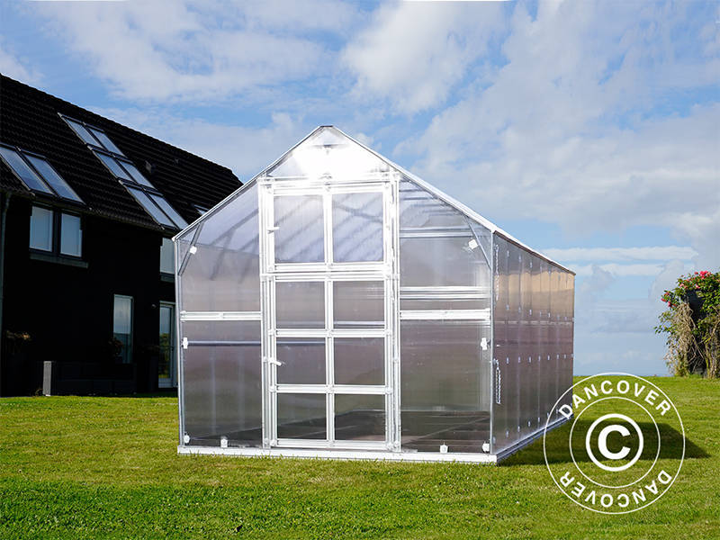 Drivhus polycarbonat TITAN Classic 480, 9,7m², 2,35x4,12m, Sølv