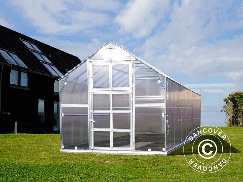 Drivhus polycarbonat TITAN Classic 480, 14,4m², 2,35x6,12m, Sølv