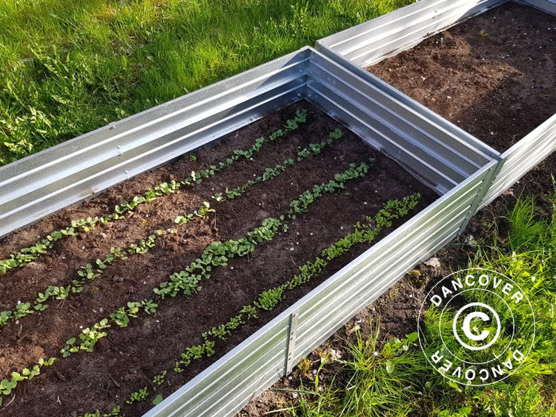 Højbed, 0,75x1,5x0,3m, Sølv