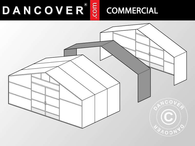 Drivhustunnel til gartnerier forlængelse, 8x2x3,95m, Transparent