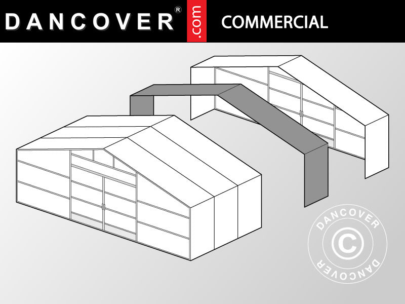 Drivhustunnel til gartnerier forlængelse, 10x2x3,95m, Transparent