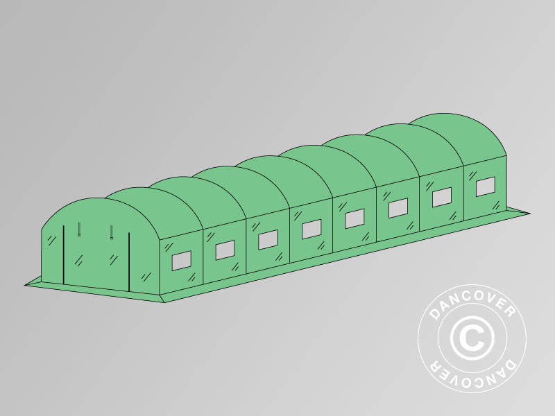 Tagdug til polytunnel drivhus, 4x10,6x2m, 140g/m² PE, Grøn