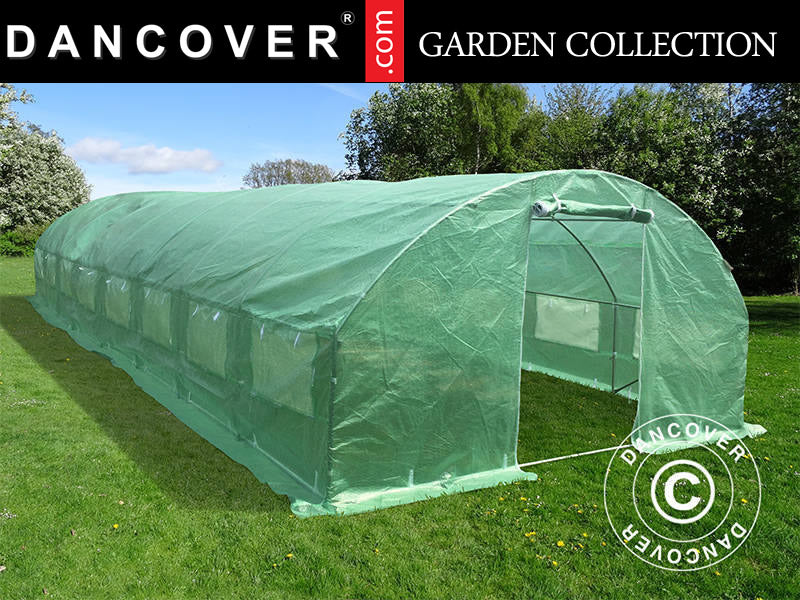 Polytunnel Drivhus 4x10,6x2m, 42,4m², Grøn