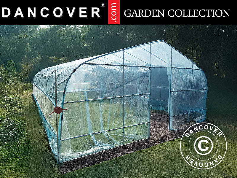 Polytunnel drivhus, 6x10x2,5m, 100-micron PO film, Transparent