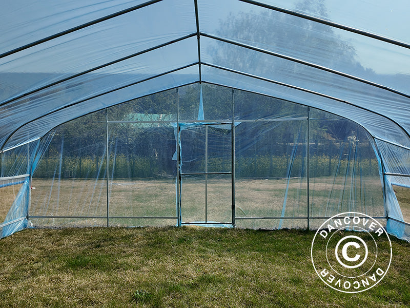 Polytunnel drivhus, 6x20x2,5m, 100-micron PO film, Transparent