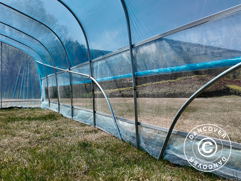 Polytunnel drivhus, 6x20x2,5m, 100-micron PO film, Transparent