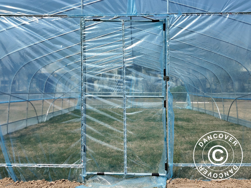 Polytunnel drivhus, 7,5x20x3 m, 100-micron PO film, Transparent