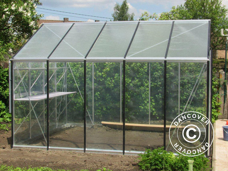 ACD Drivhus glas, FLORA 11,3m², 3,06x3,71x2,59m, Sølv