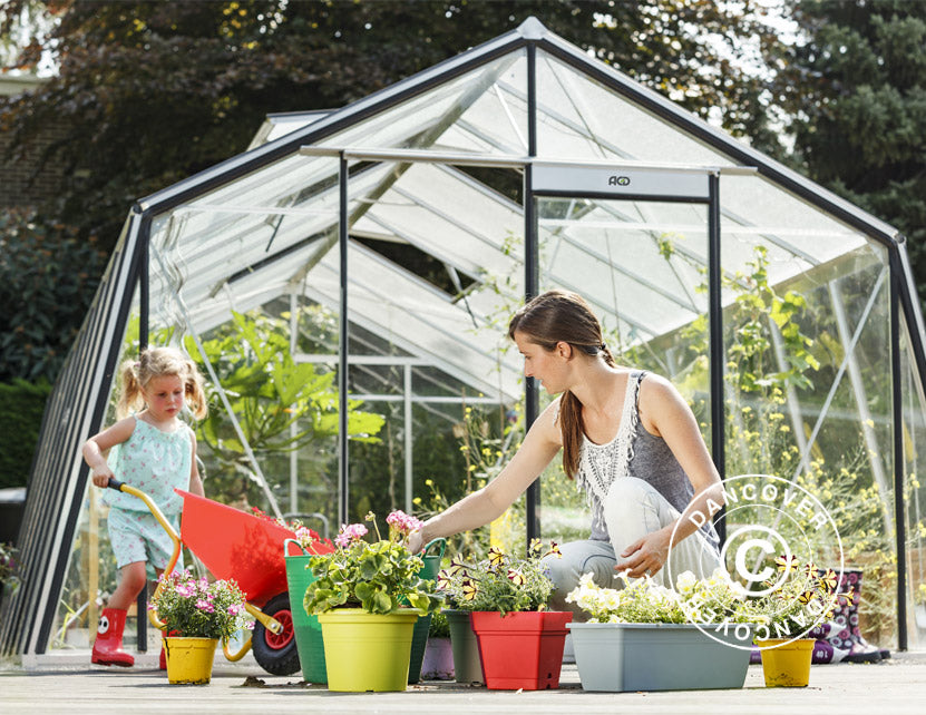 ACD Drivhus glas, VESTA 22,5m², 3,8x5,93x2,53m, Sølv