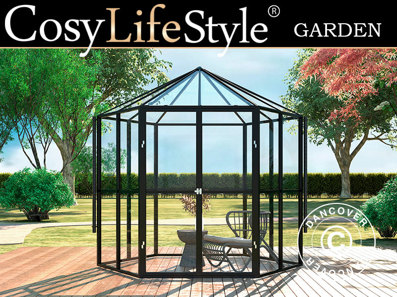 Orangery Hexagonal 2,08x2,4x2,32m w/Base Black