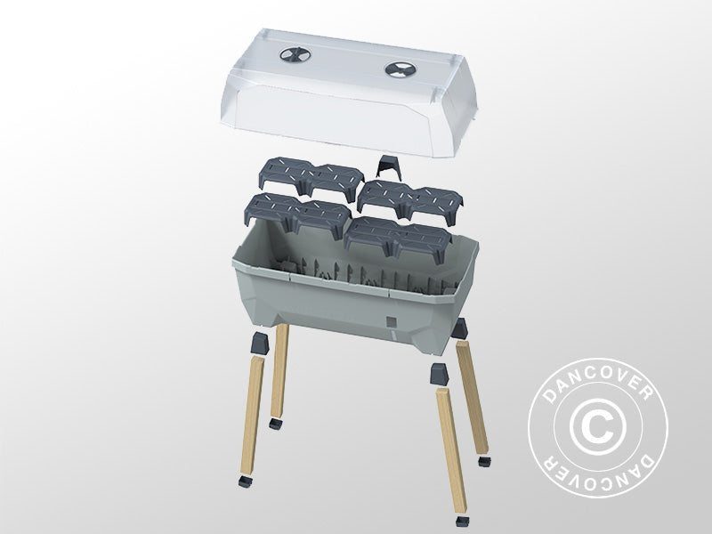 Højbed, SAMMY SALAD, m/låg og vandbeholder, Lysegrå