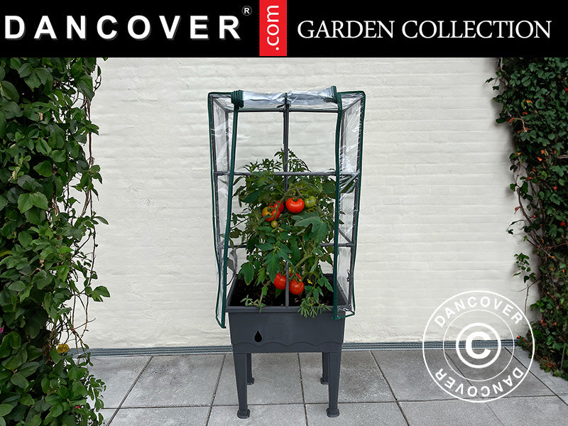 Plantekasse inkl. espalier og cover, 0,6x0,4x1,5m, Grå