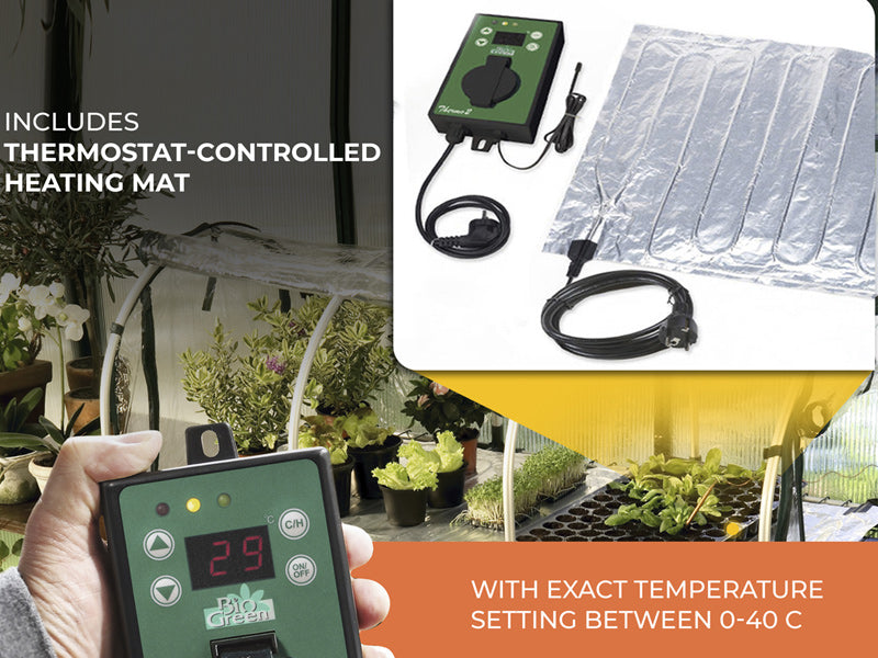 Minidrivhus propagator JUMBO XXL m/varmemåtte, 60x130x50cm, Transparent