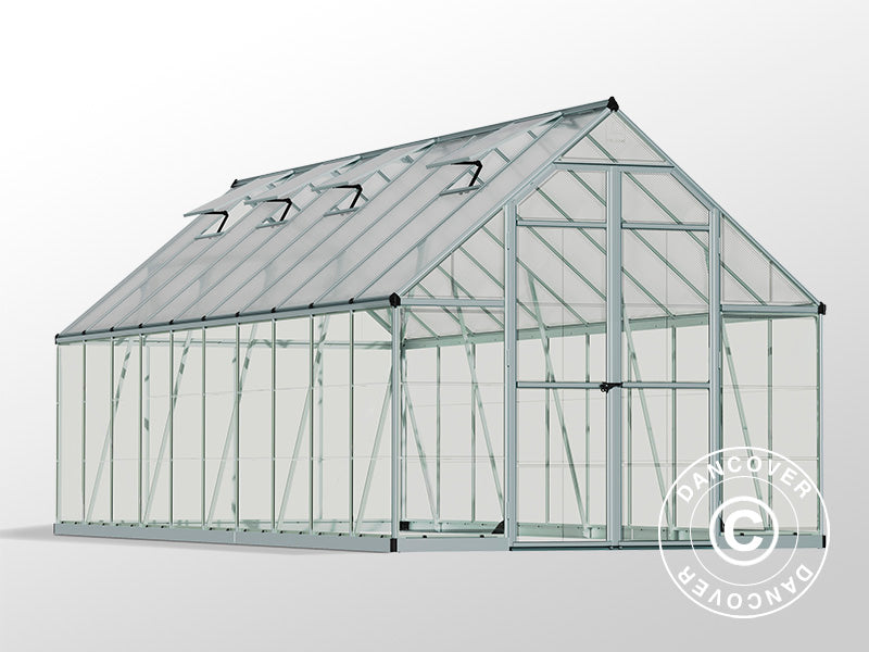 Drivhus polycarbonat Balance 14,81m², Palram/Canopia, 2,44x6,07x2,29m, Sølv