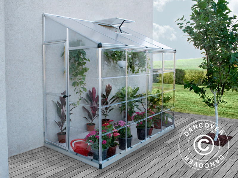 Vægdrivhus polycarbonat, 3,05m², Palram/Canopia, 1,25x2,44x2,25m, Sølv