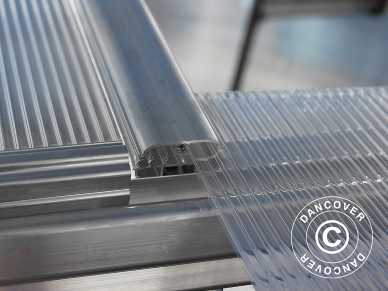 Vægdrivhus polycarbonat, 3,05m², Palram/Canopia, 1,25x2,44x2,25m, Sølv