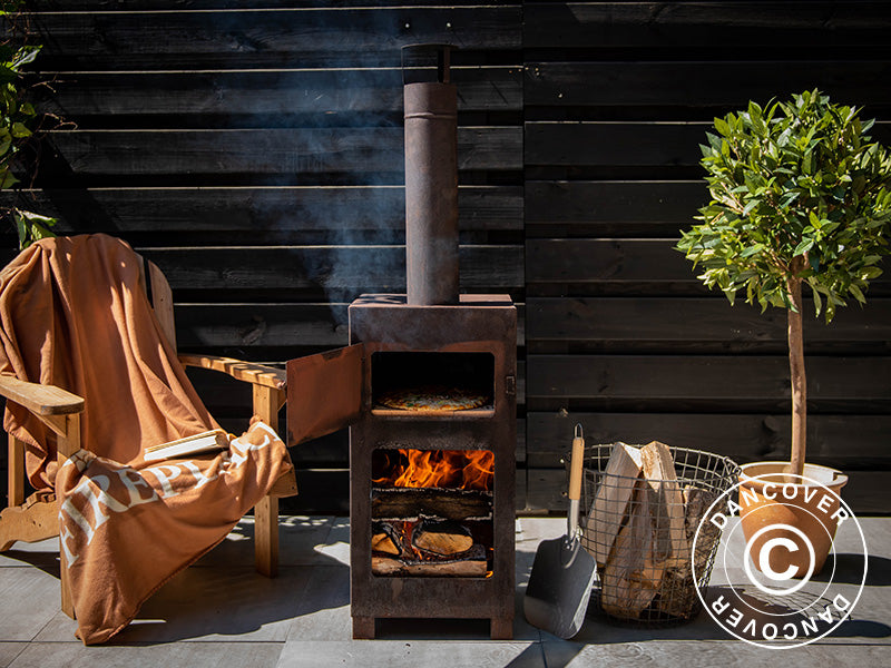 Pizzaovn til brænde, 38,9x38,9x140,5cm, Rustfarvet