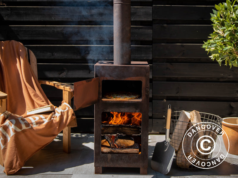 Pizzaovn til brænde, 38,9x38,9x140,5cm, Rustfarvet