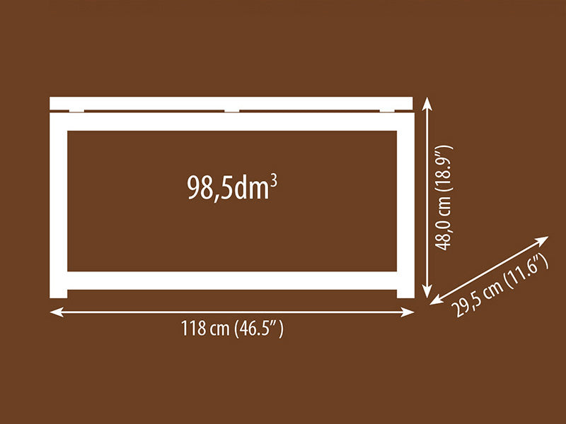 Bænk m/ brændeopbevaring, 29,5x118x48cm, Sort/Natur