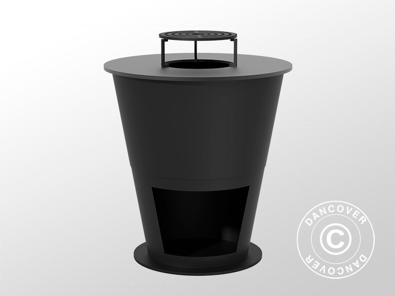 Bålfad m/brændeopbevaring, Ø74,5x80cm, Sort