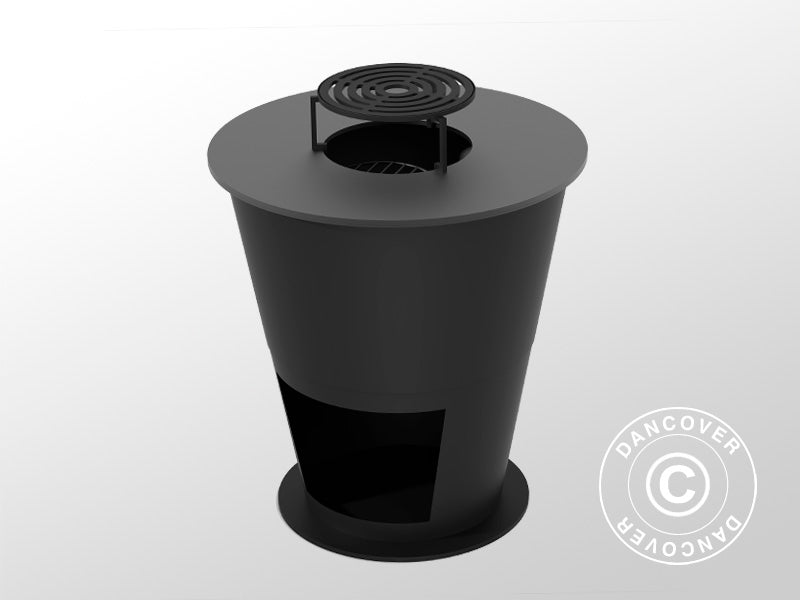 Bålfad m/brændeopbevaring, Ø74,5x80cm, Sort