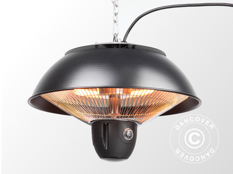 Terrassevarmer, varmelampe halogen MINNA m/fjernbetjening, 1500W, Sort