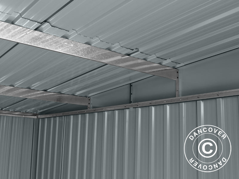 Redskabsskur m/ovenlys, 2,38x1,93x2,03m, 4,59m², Antracit/Hvid