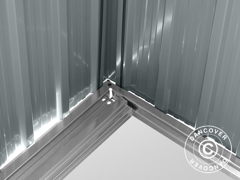 Redskabsskur m/ovenlys, 2,38x1,93x2,03m, 4,59m², Antracit/Hvid