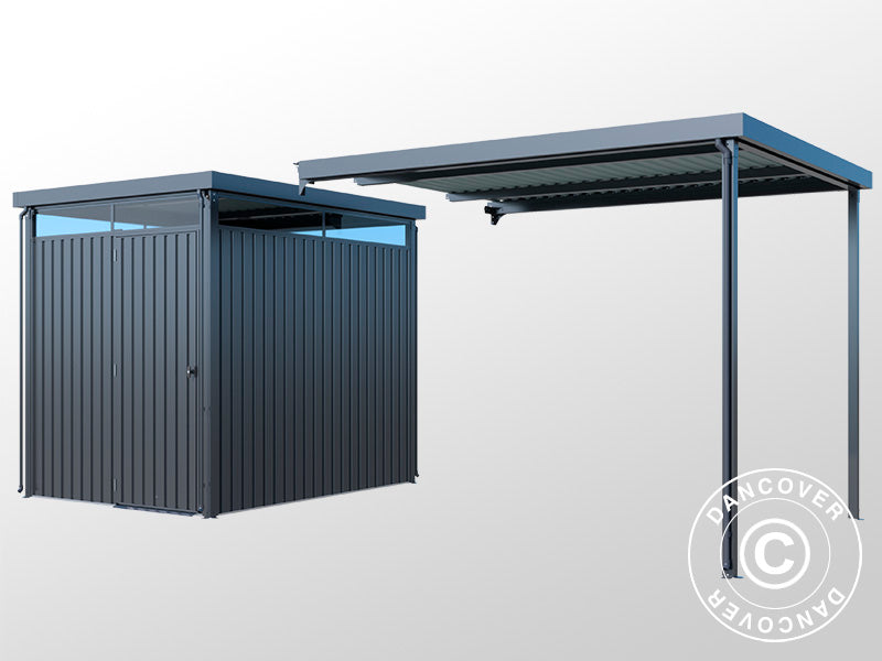 Udhæng t/redskabsskur med ovenlys, 2,86x2,45x2,26m, 7m², Antracit