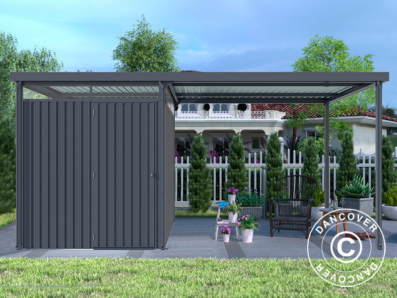 Udhæng t/redskabsskur med ovenlys, 2,86x2,45x2,26m, 7m², Antracit