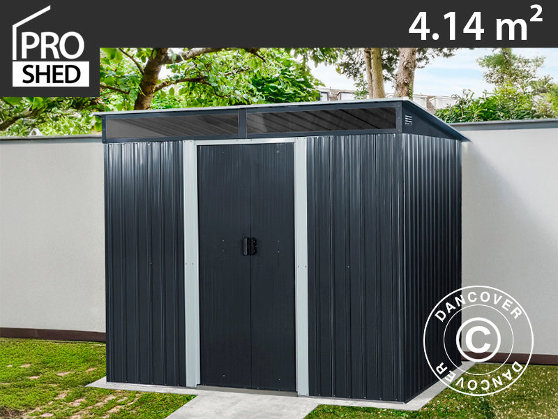 Redskabsskur med ovenlys 2,38x1,74x1,96m, 4,14m², ProShed®, Antracit/Hvid