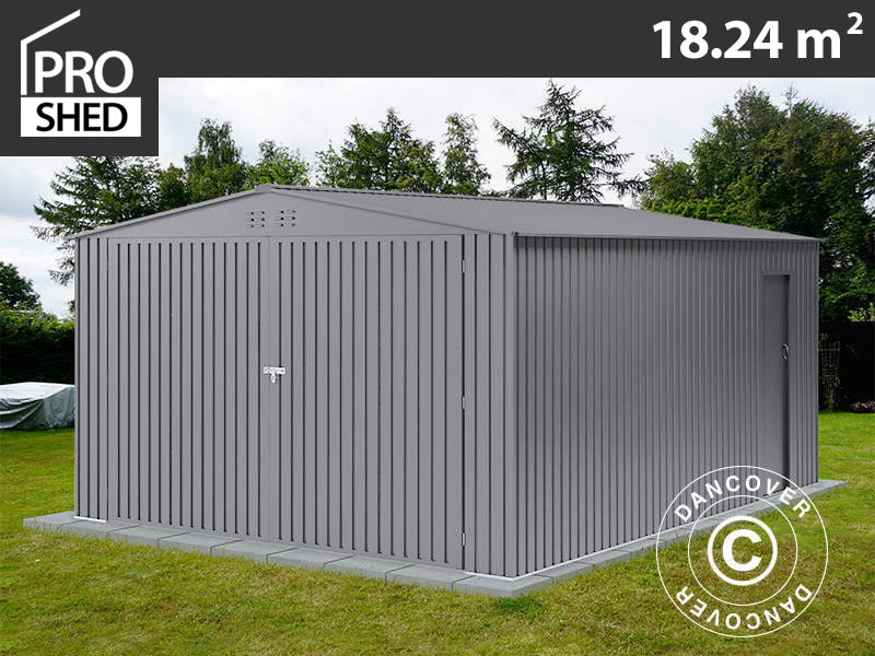 Metalgarage 3,8x4,8x2,32m, 18,24m², ProShed®, Aluminium Grå