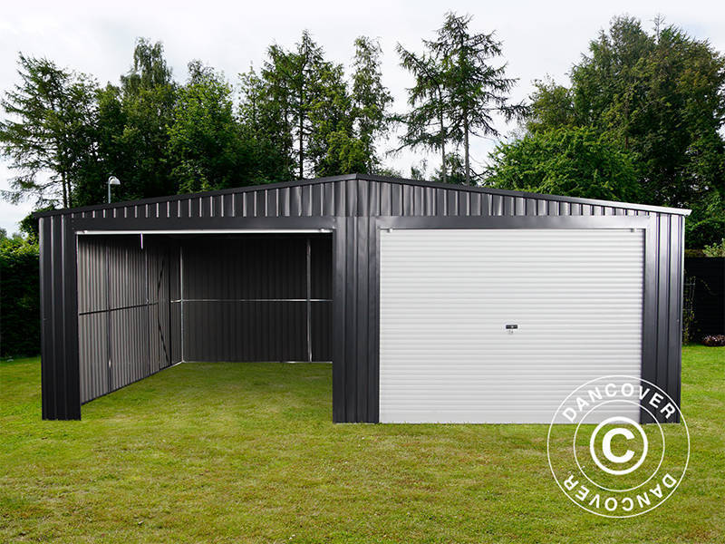Metalgarage dobbelt 6,37x5,13x2,41m, 31,74m², ProShed®, Antracit