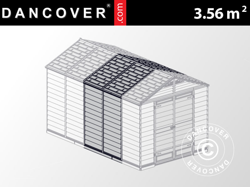 Polycarbonat udvidelsesdel til Redskabsskur SkyLight, Palram/Canopia, 2,37x1,5x2,34m, Grå KUN 1 STK. TILBAGE