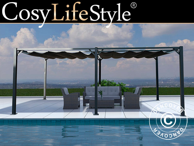 Pergola pavillon Santa Cruz, 3x6m, Mørkegrå