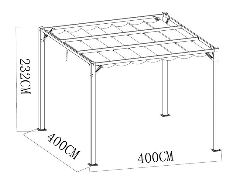 Pergola pavillon Santa Cruz, 4x4m, Mørkegrå
