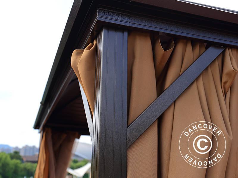 Pavillon San Jose m/sidevægge og myggenet, 3x4m, Brun