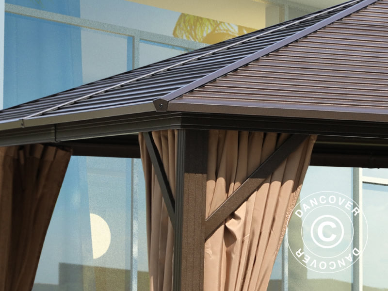 Pavillon San Luis Alu+ m/sidevægge og myggenet, 3x4m, Brun