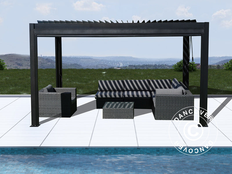 Bioklimatisk pergola pavillon San Pablo Alu+, 3x4m, Sort