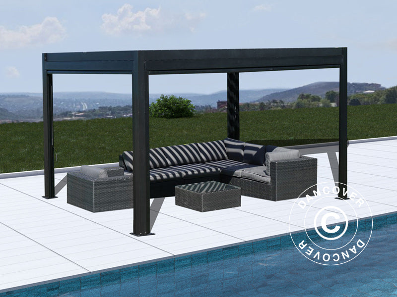 Bioklimatisk pergola pavillon San Pablo Alu+, 3x4m, Sort