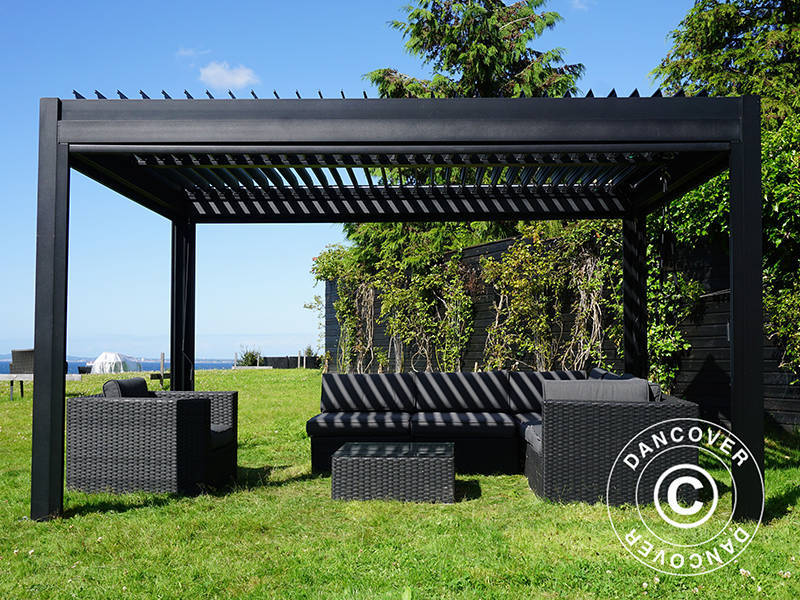 Bioklimatisk pergola pavillon San Pablo Alu+, 3x4m, Sort